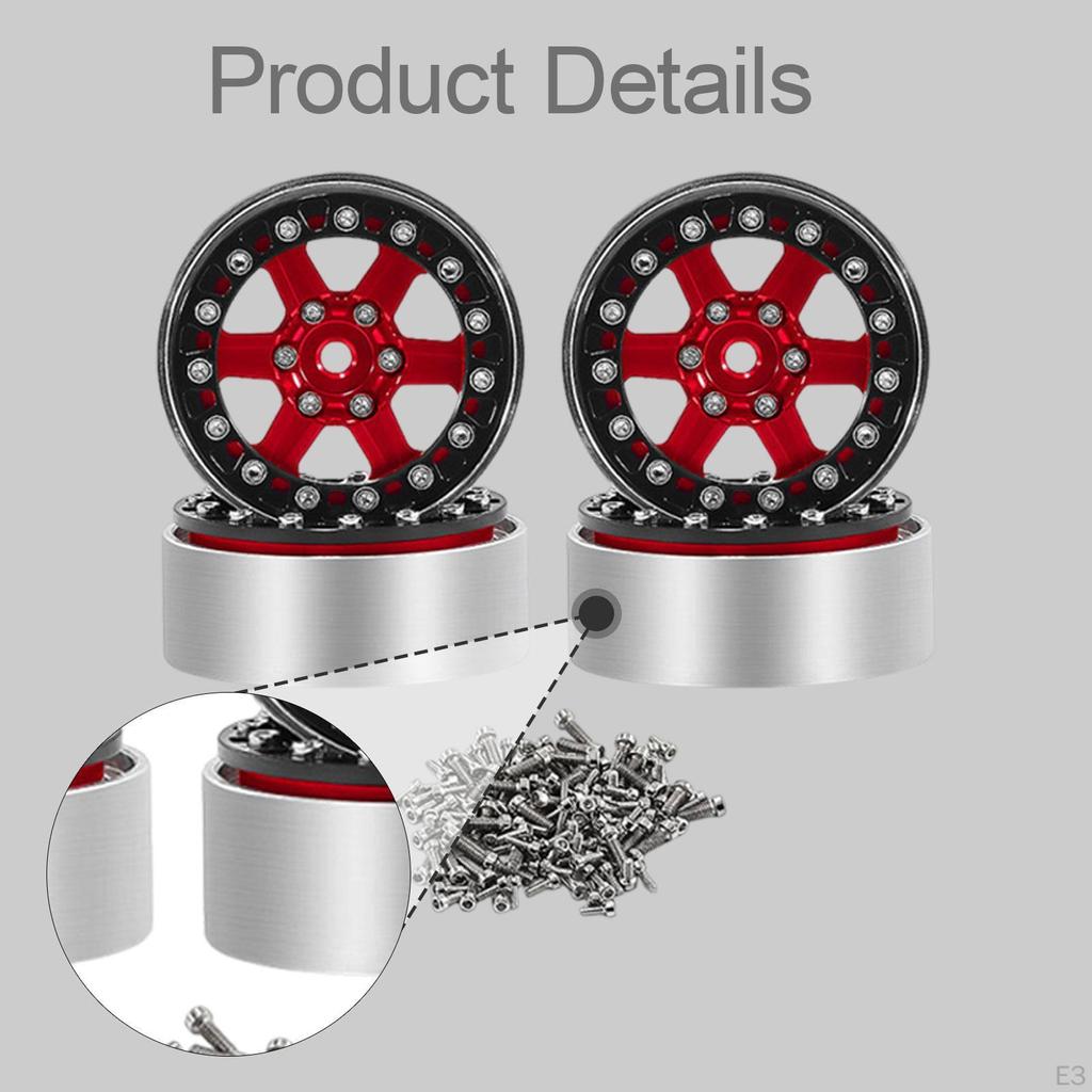 4 Pieces 1/18 1/24 RC Crawler Wheel Rims Accessories Easy to Install Direct Replaces Professional