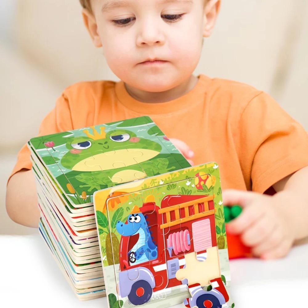 Montessori Wooden Children Cartoon Animal Pattern Puzzle Toy For Early Childhood Education 2-7 Years Old