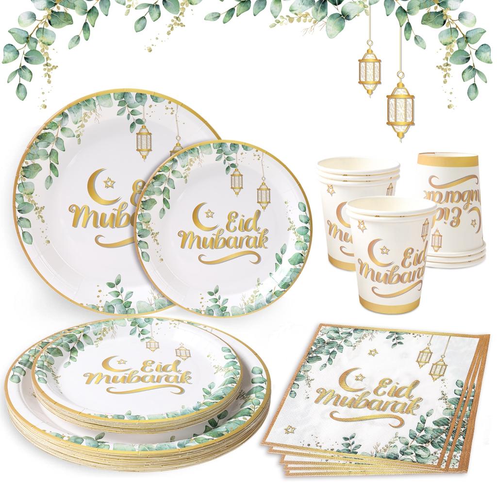 Eid Mubarak Tableware Set Ramadan Decoration For Home 2025 Ramadan Kareem Eid Al Adha Gifts Islamic Muslim Party Decoration