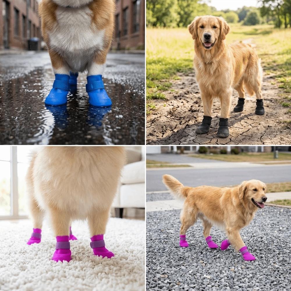 4pcs Flexible Pet Rain Boots Waterproof Waterproof Dog Boots Dog Rain Shoes Outdoor Travel