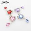 New 5Pcs 25mm*45mm Heart Acrylic Rhinestone Pendants Buttons For Wedding Decoration Metal Brooch Hair Bow DIY Jewelry Craft