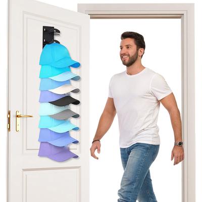 2Pcs Baseball Hat Rack Hold Up To 10 Hats Baseball Cap Display Rack Punching/Self Adhesive Hat Hanger Holder for Bedroom