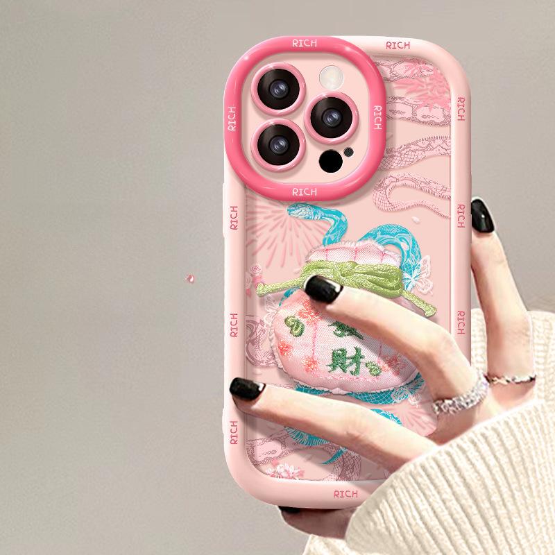 Fortune Lucky Bag Bracket Suitable for Apple 16promax Mobile Phone Case IPhone 15 Full Cover Anti-fall 14 Soft Silicone 13