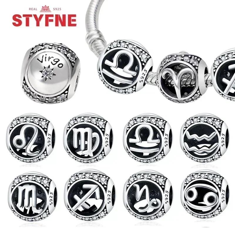 Charm Bead Charms Plata Originales Twelve Constellations Bead Charms for Charm Bead Charms copper Bracelets Jewellery Making Womens Gift