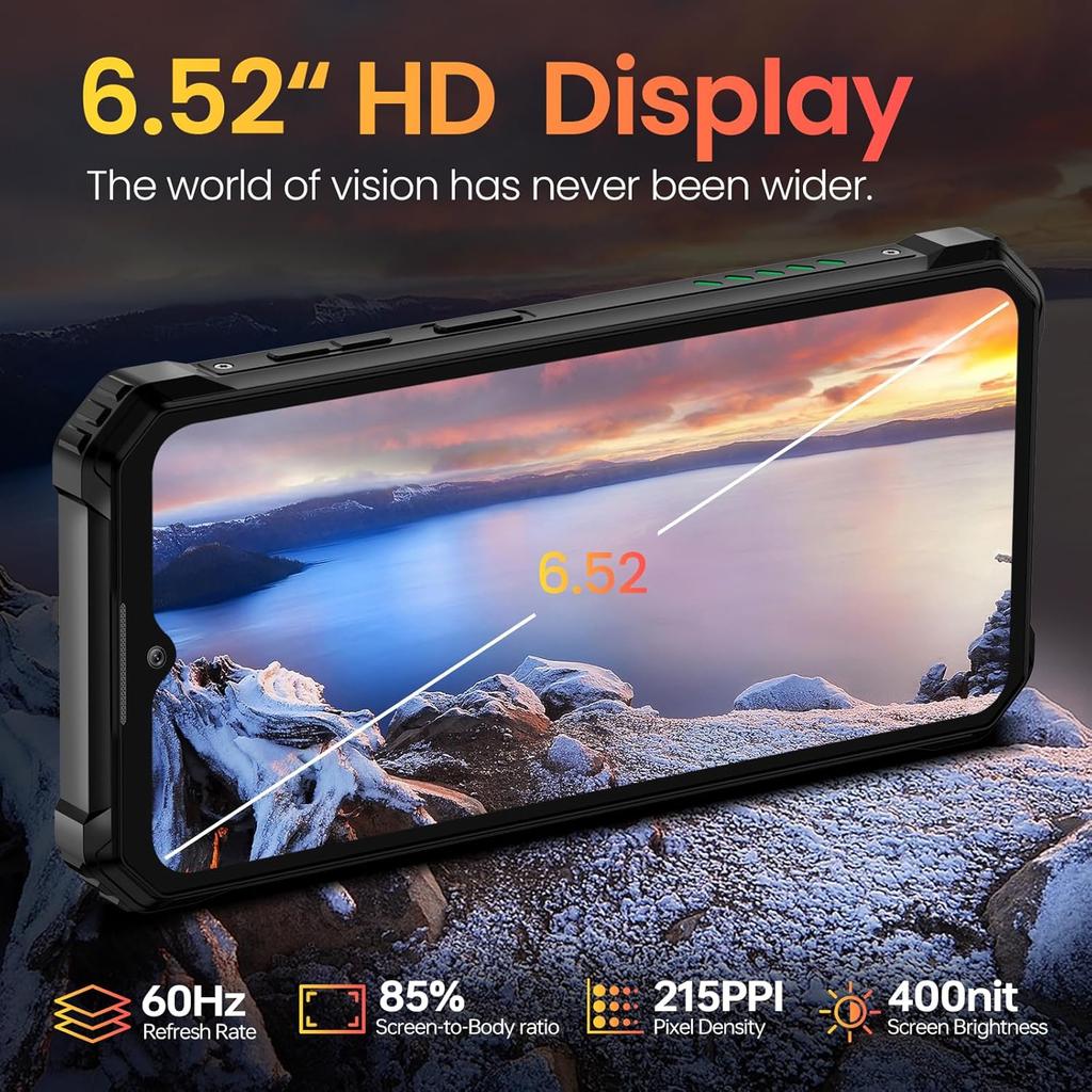 Oukitel WP28E Rugged Cell Phone, 6.52-inch HD+ Display, 10600mAH Smartphone,8GB+64GB, IP68 &IP69K & MIL-STD-810H, Rear Camera 13MP