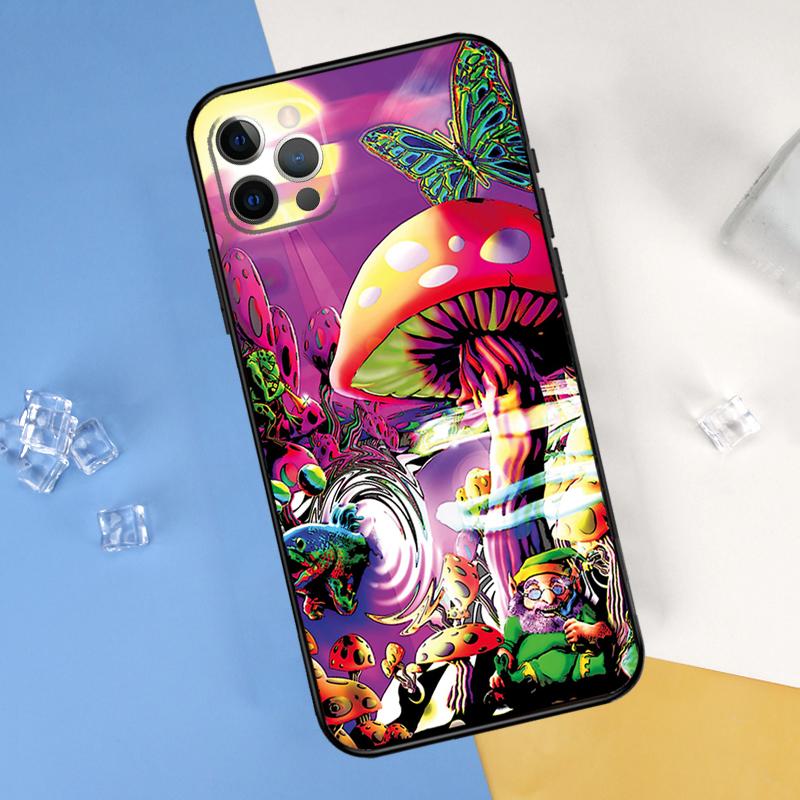 Trippy Mushroom Psychedelic Art Phone Case For iPhone 16 Pro Max 13 12 Mini 11 14 15 Pro Max XR 16 15 Plus 16e Cover Shell