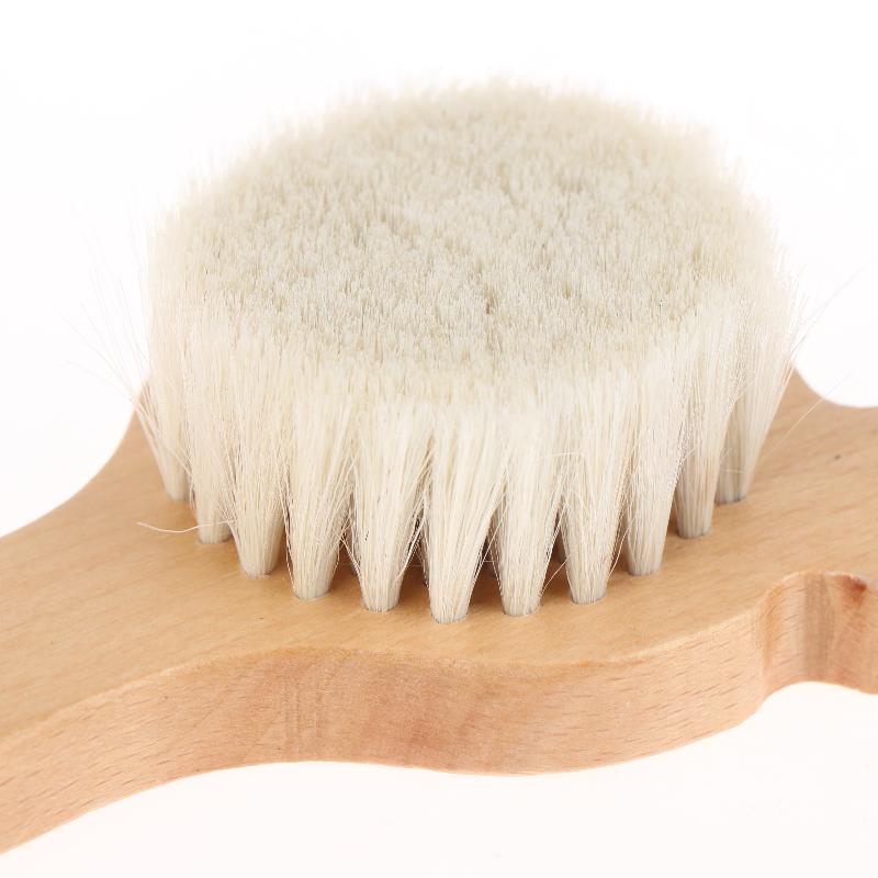 Soft Goat Bristle Shower Brush Wooden Handle Super Soft Scrubber Bath Brush Baby Hair Skin Body Massage Cleaning Tool