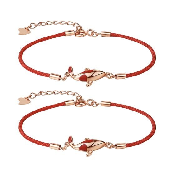 

2Pcs Fancy Carp String Bracelets Adjustable Good Luck Red Rope Bracelets Fancy Carp Link Charm Bracelets for Couple Friendship червоний