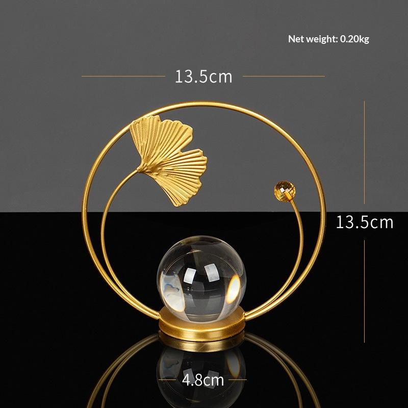 Fine Craftsmanship Leaf Ball Ornaments Non-slip Rust-proof Crystal Ball Table Decoration Vivid Details Artwork