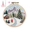 Christmas Embroidery Kit Winter Landscape Embroidery Starter Kit Santa Claus Embroidery Craft Set with Pattern Threads Needles for Beginners Adults