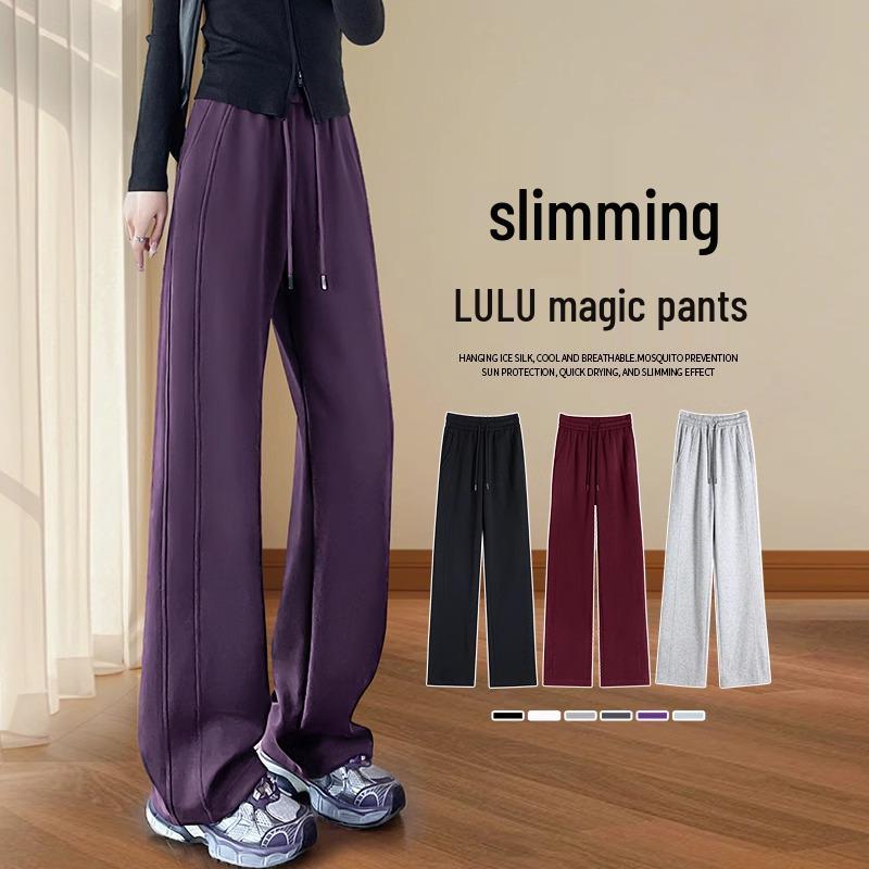 

Женские фиолетовые флисовые спортивные штаны с высокой посадкой и широкими штанинами - Коллекция Зима 2025 M (100-110 jin)