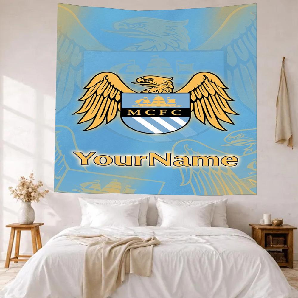 Manchester City Custom Your Name Wall Decor Tapestry Art For Pet Memorial Birthdaywedding Party Backdrop Family Gift