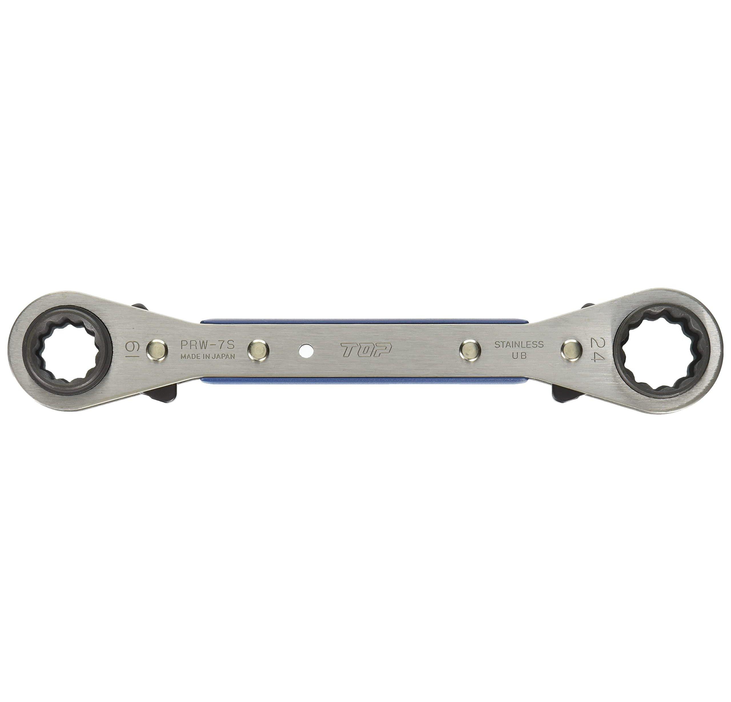

TOP Ratchet Wrench Set Made in Japan 4-Size (17x19mm, 21x24mm, 20° Feed) PRW-7S, Tsubame-Sanjo,