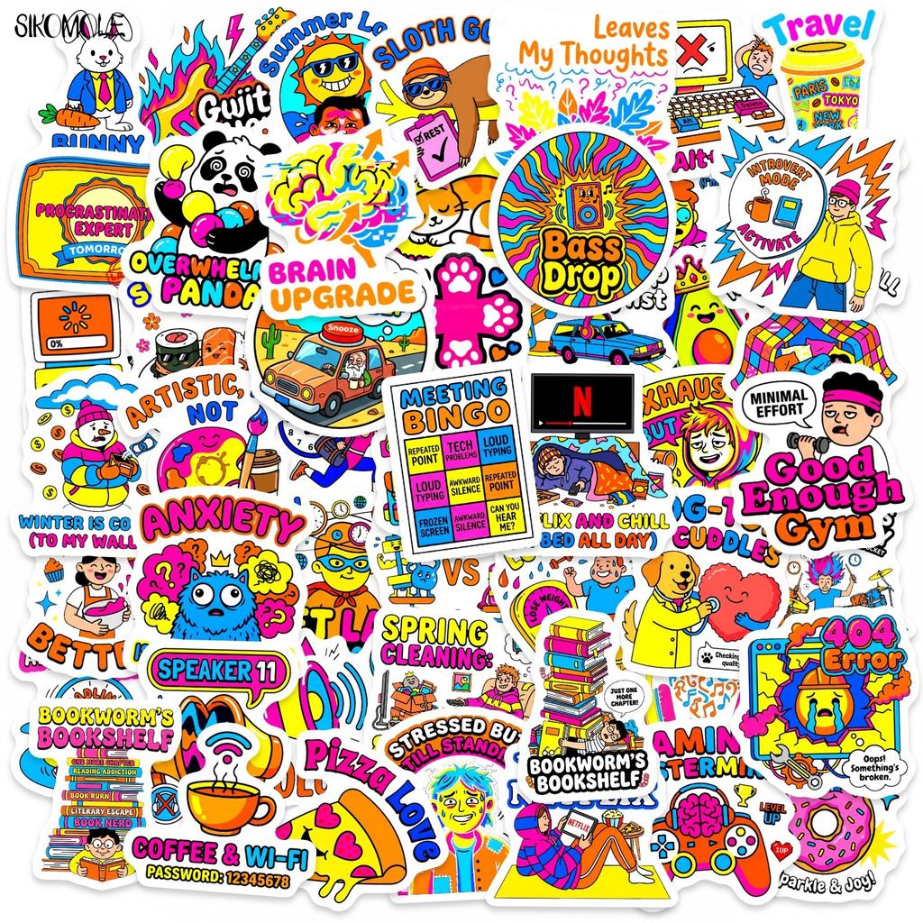 10 30 50Pcs Cartoon Funny Internet Roast Stickers Book Diy Skateboard Toys Guitar Luggage Suitcase Decoration Graffiti Sticker