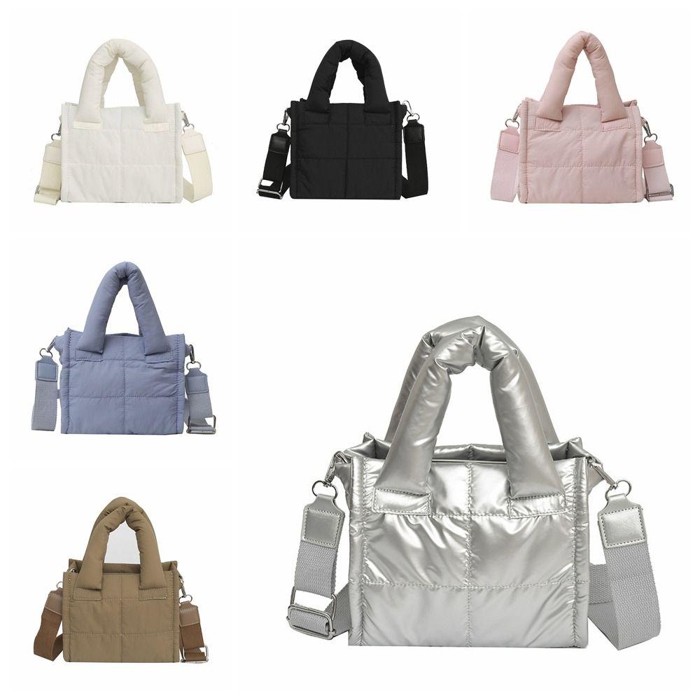 Large Capacity Down Cotton Shoulder Bag Korean Style Nylon Handbag Small Square Bag  Lady