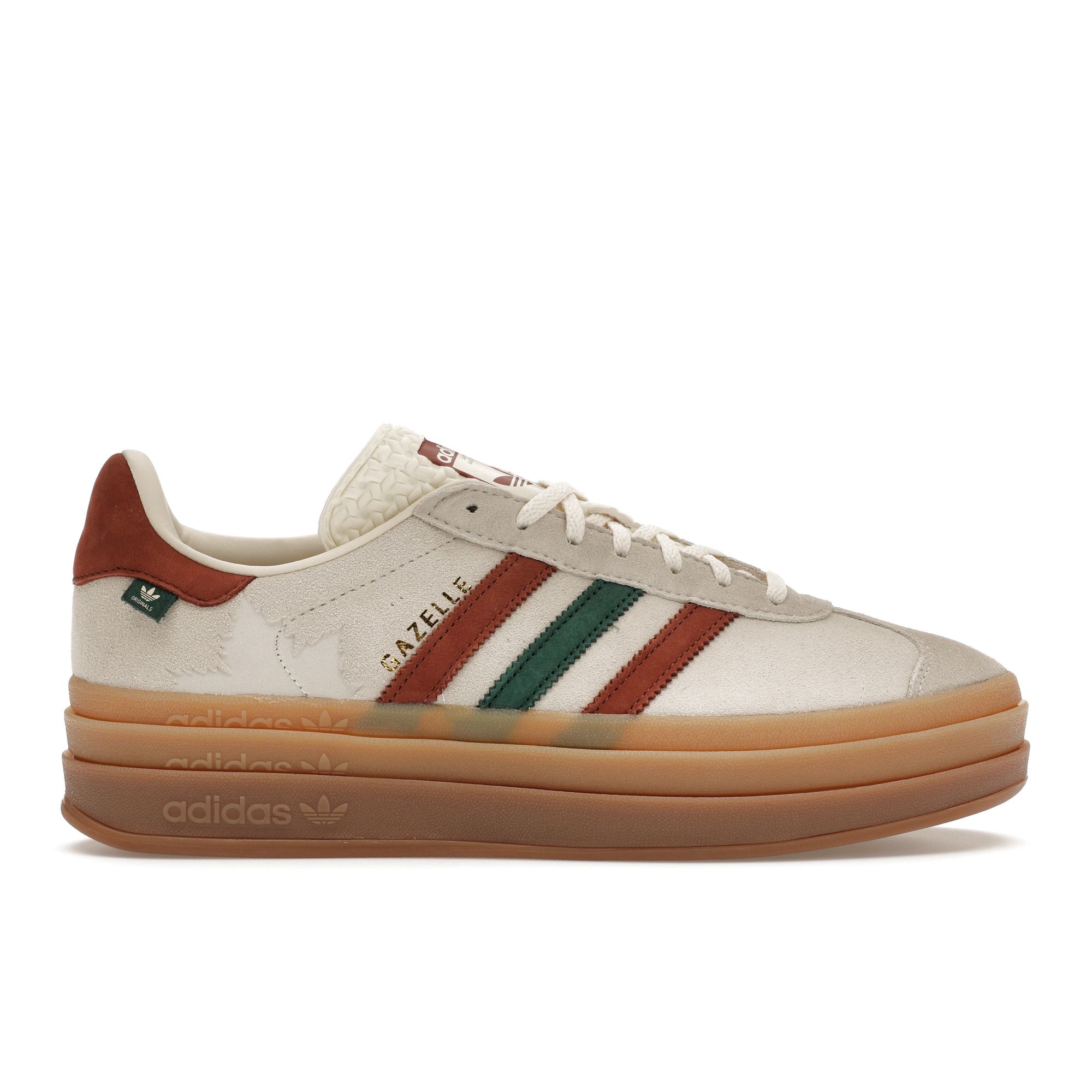 

Adidas Originals Gazelle Bold Maple Leaf Cream White Wild Sepia Collegiate Green IG3685 38.5