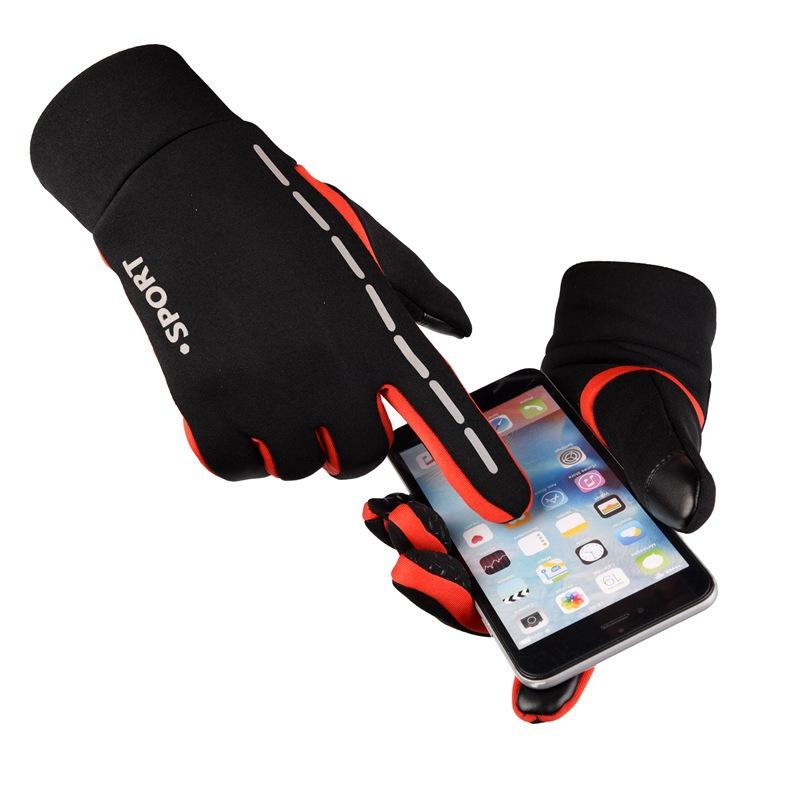 

Осенние и зимние светоотражающие перчатки для велоспорта на открытом воздухе для мужчин и женщин, теплые и бархатные, водонепроницаемые и ветрозащитные перчатки для сенсорных экранов