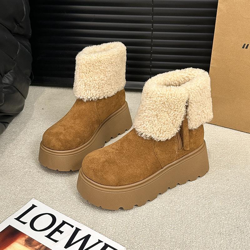 Women's fashion soft elastic winter warm cold padded snow boots thick-soled non-slip wear-resistant outdoor leisure sports cotton boots