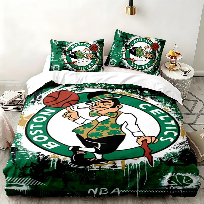 Set da 3 pezzi Boston Celtics Perfetto per la camera da letto Set di biancheria da letto confortevole include una copripiumino e due federe Ideale come regalo di compleanno o di Natale