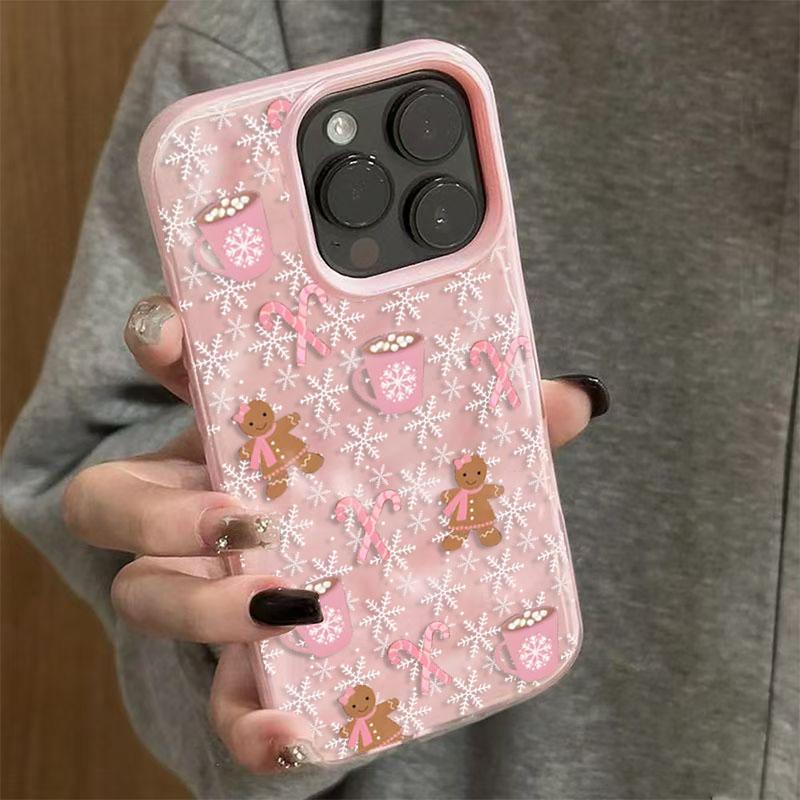 

Snowflake Gingerbread Man Phone Case For iPhone 17 Air 16 15 14 13 Pro Max 15 Plus 11 12 13 Pro Shockproof Soft Cover Christmas iPhone 11