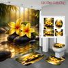 4Pcs Shower Curtain Set with Non-Slip Bath Mat, Toilet Lid Cover, Contour Rug & 12 Hooks, Bathroom