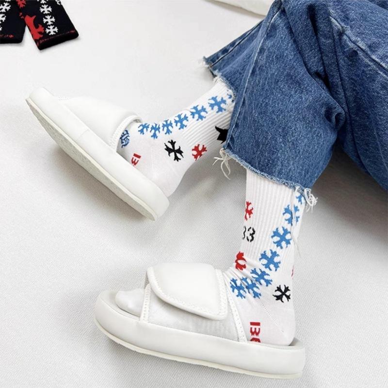 European Tide Brand Socks Medium Tube Socks Cross Sanskrit Alphabet Sports Stockings Same Pure Cotton Socks
