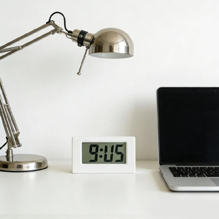 Small Digital Clock Mini Car Clock with Large LCD Display for Office Vehicle Home Table Battery Operated Desk Clocks