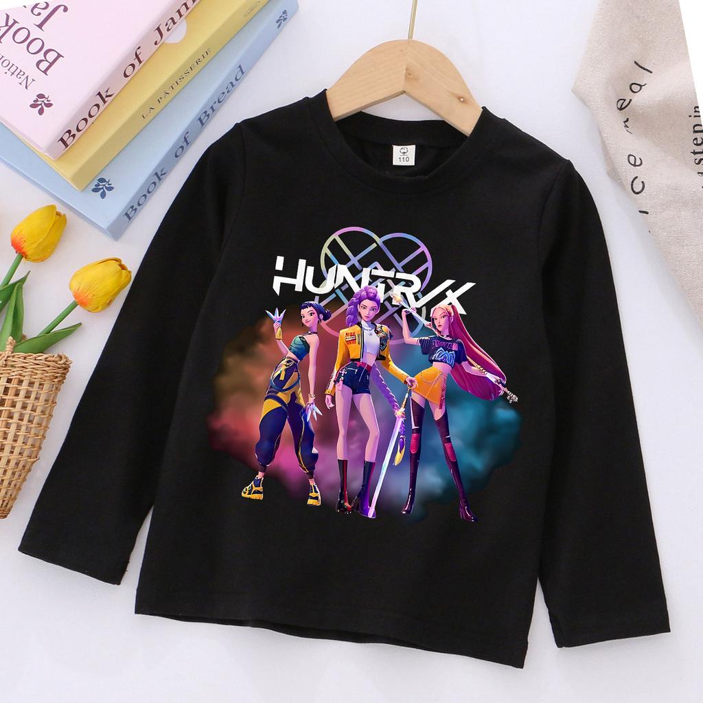 T-Shirts Girls Long Sleeve Children's Cartoon Printed Fashion Clothing Children's Clothing Casual Long Sleeve Crew Neck Top