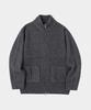 LETTERCOMO High-Neck Kato Wool Knit Zip-Up Charcoal