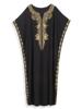 EDOLYNSA Solid Color Vintage Embroidered Bat Sleeve Kaftan Tunic Casual V-neck Side Split Beach Maxi Dress Summer Women Beachwear Swimsuit Cover Up