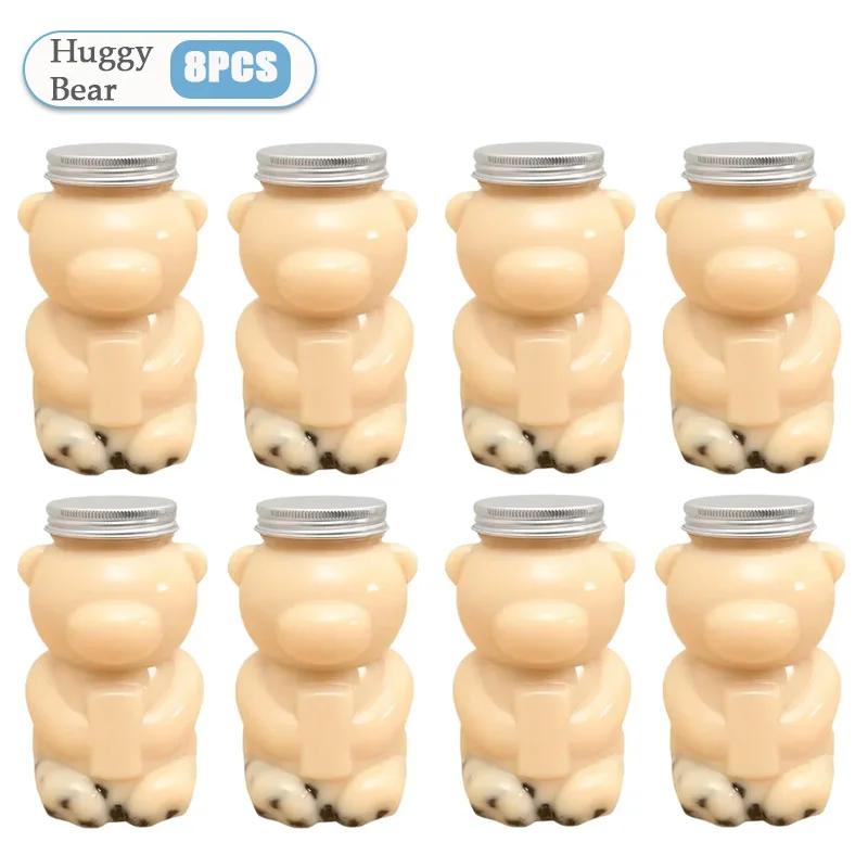1-10PCS 500ml Violent Bear Milk Tea Bottle Disposable PET Transparent Juice Bottle Cartoon Bear Portable Juice Yogurt Bottle