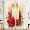 2pcs,2D Plane Printing Curtain Popular Christmas Candles Poinsettias Pinecones (2) 100% Polyester (without Rod) Home Decor Ldeal