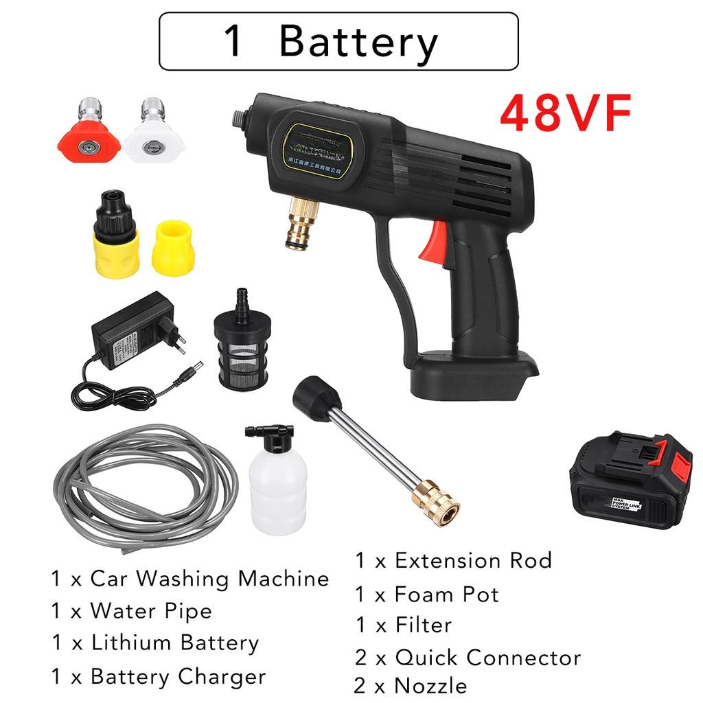 

88 В Ручная Беспроводная Мойка Высокого Давления для Автомобиля Автоматический Распылитель Мойка для Автомобиля Очиститель Подходит для Аккумулятора 1000 Вт 48VF 1*Battery
