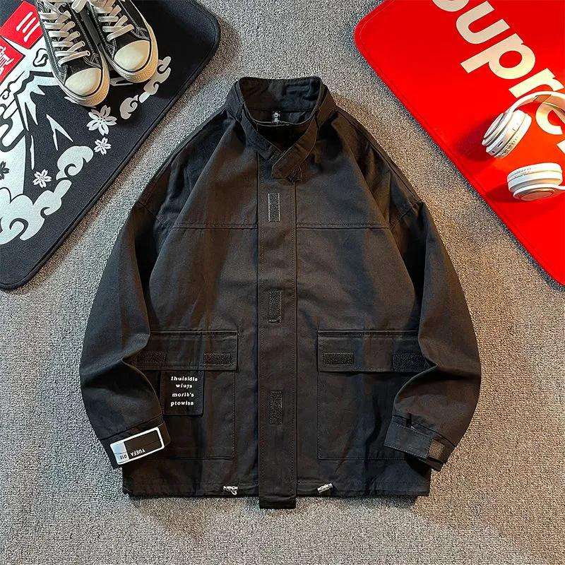 

Куртка Мужская модная хлопковая куртка Свободная теплая хлопковая куртка Хлопковая куртка Универсальная толстая простая куртка для хлеба S чёрный