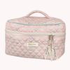 Korean Cute Cosmetic Bag Portable Zipper Toiletry Bag Quilted Travel Organizer Large-capacity Floral Print for Ladies Girl