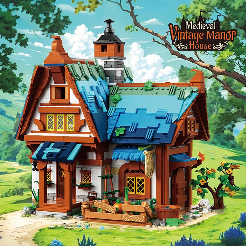 

1749 шт. Средневековый помещичий дом Строительные блоки Лесная хижина Городской пейзаж Модель Сборка Кирпичики Набор с фигурками Детская игрушка DIY Подарки No Box