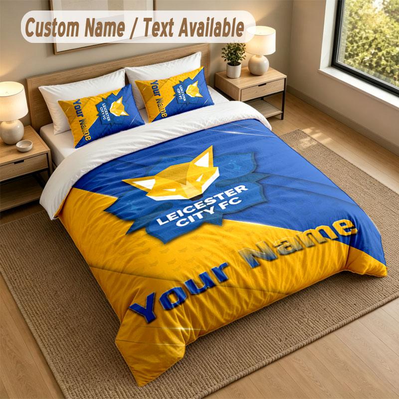 Bedding Set 1 Duvet Cover 2 Pillowcases Leicester City Print Soft Bed Linen Bedroom Decor