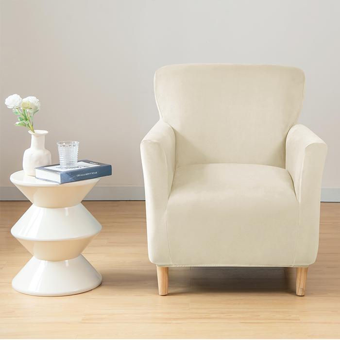 Funda Para Sillón Pequeño S, Terciopelo, Crema