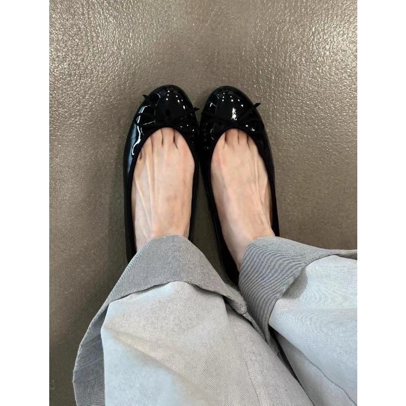 

Версия из овчины~ Нежные ретро балетки на плоской подошве с бантом для женщин, удобные, с мягкой подошвой, с круглым носком, на одну педаль, с легким вырезом, одинарные туфли 40 чёрный