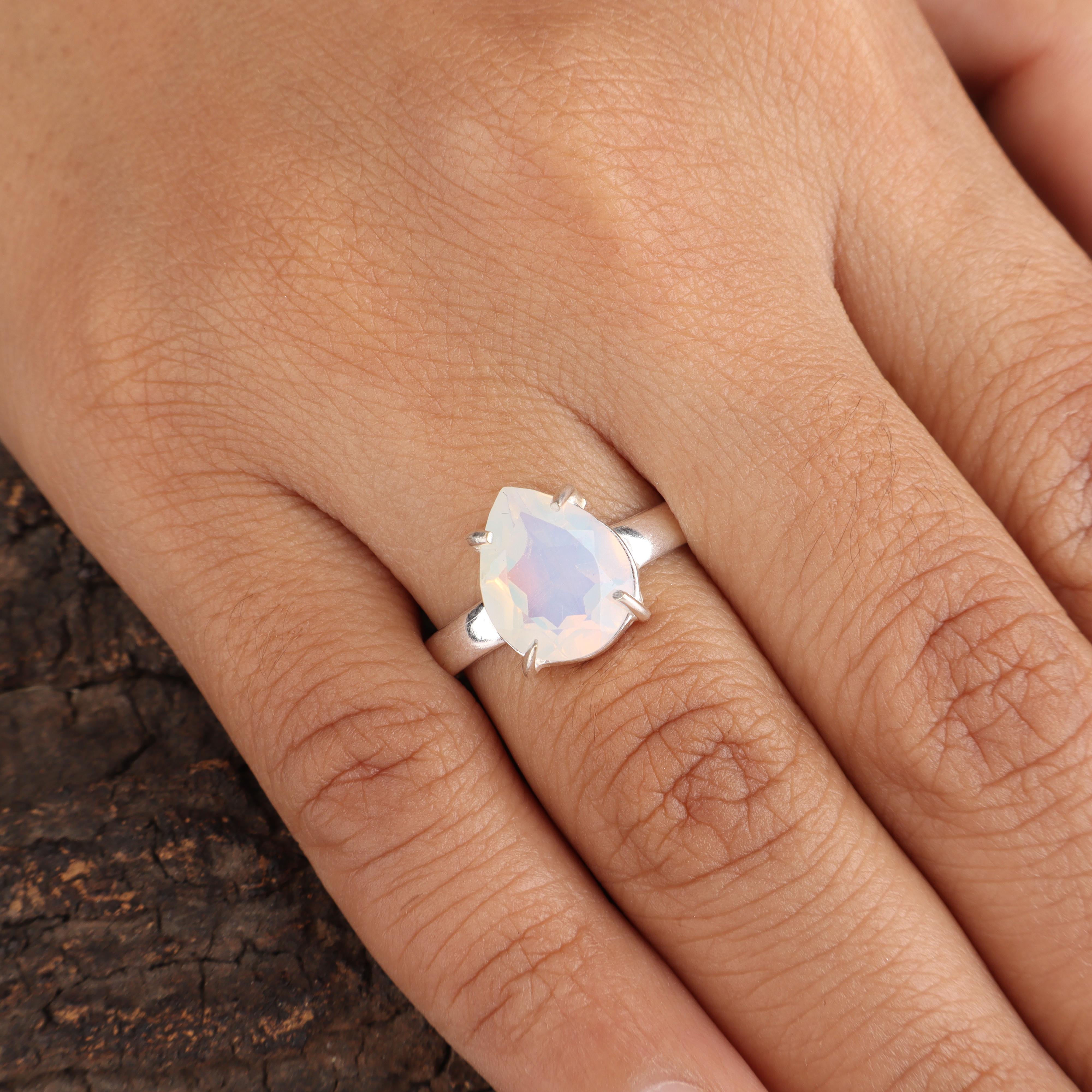 

Milky Opal Gemstone 925 Sterling Silver Statement Jewelry Pretty Ring Birthday Gift For Her RR-81-19 4