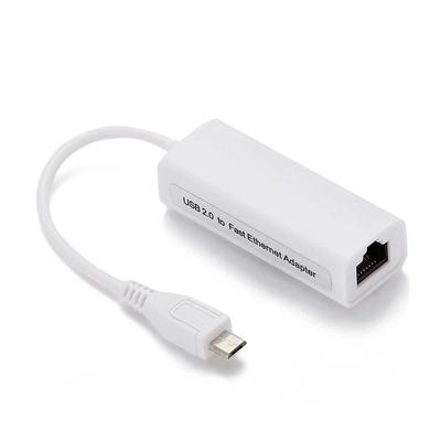 SUNROZ Adapter Cable Micro USB Male - RJ45 LAN Ethernet Female, White (A48591)