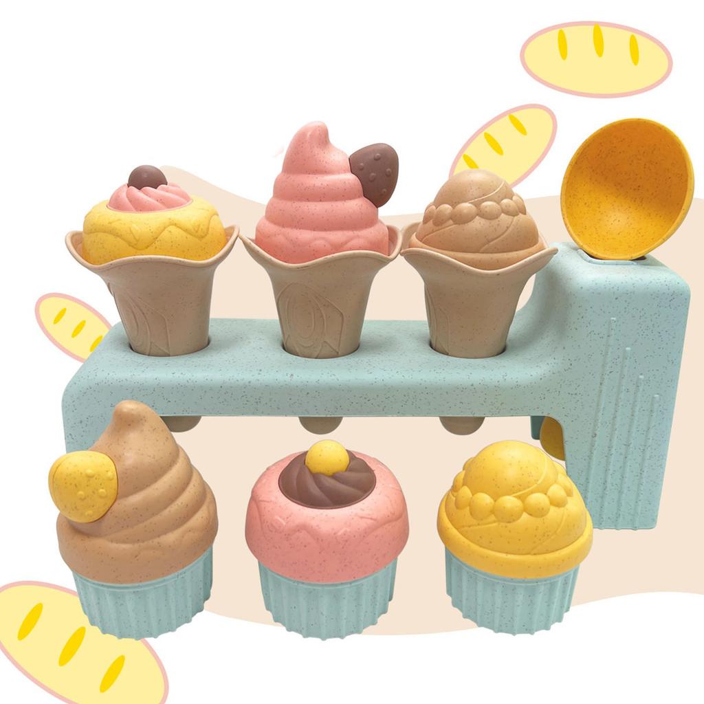Washable Ice Cream Pretend Play Accessories Safe Educational Sand Play Set Toy For Preschooler Wheat Straw Sandpit Toy