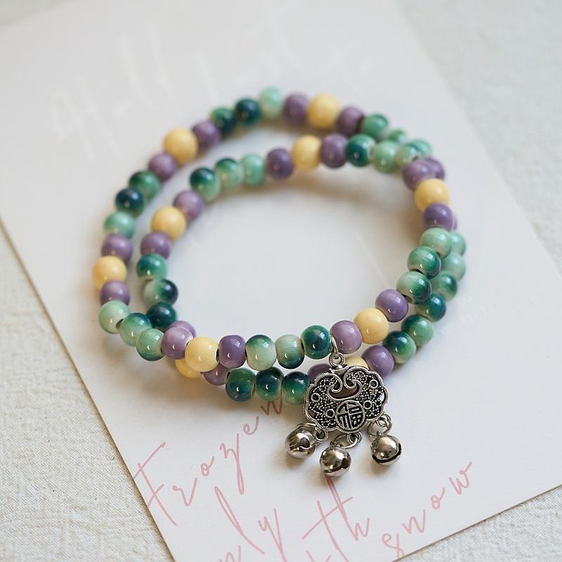 Керамический браслет Jingdezhen летний женский с замком-оберегом подарок новые китайские антикварные бусины-аксессуары оптом