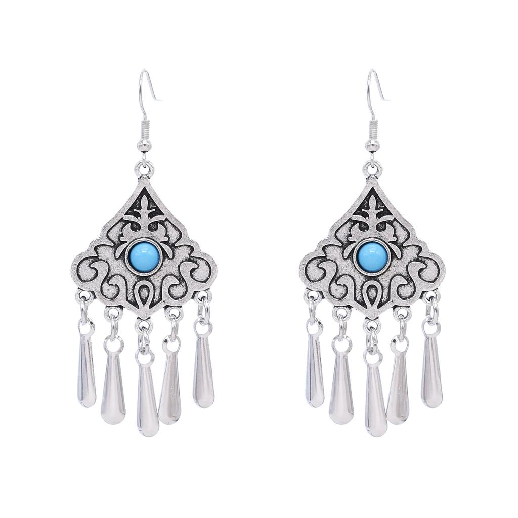 Retro Earrings Women's Ethnic Style Fringed Earrings Xinjiang Ancient Style Earrings Festival Scenic Accessories