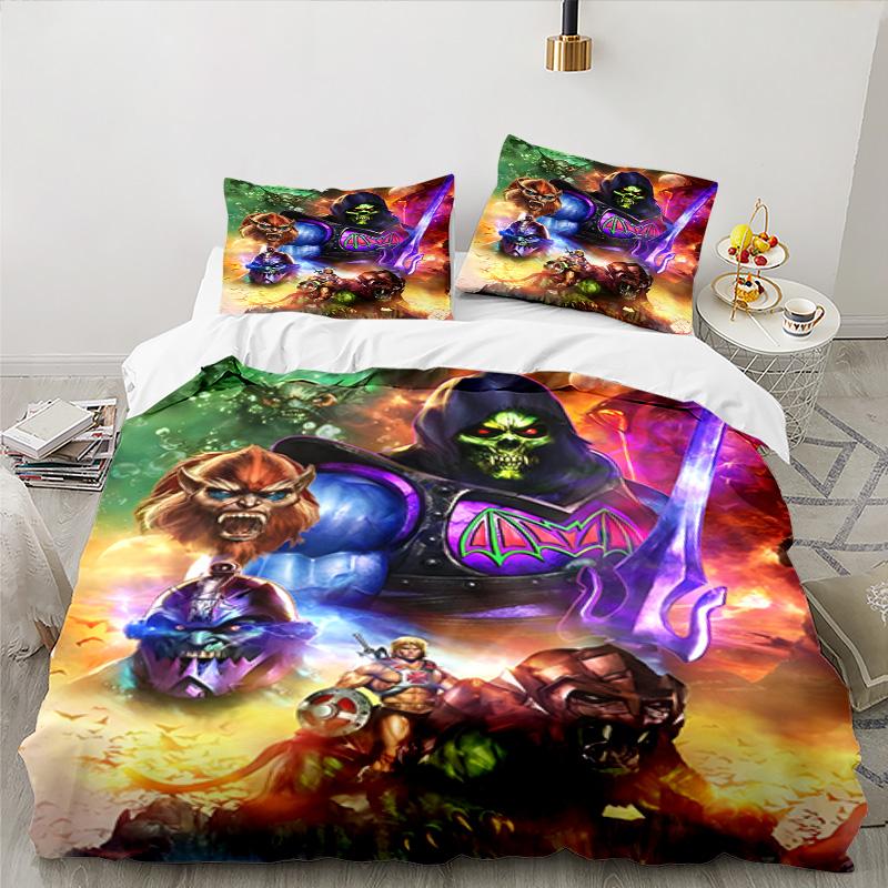 3PCS Heman Bedding Set Printed Duvet Cover Closure Includes 1 Duvet Cover & 2 Pillowcases for All Seasons Bedroom Decor