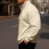 Men Quarter Zip Sweatshirt Mock Neck Fleece Lined Pullover Solid Color Loose Casual Warm Sweatshirt for Winter Sports Street Party Wear