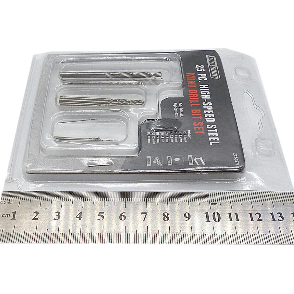 25 stk Mini Micro spiralbor 0,5 mm-3 mm m/ håndbor i aluminium nøkkelfri chuck