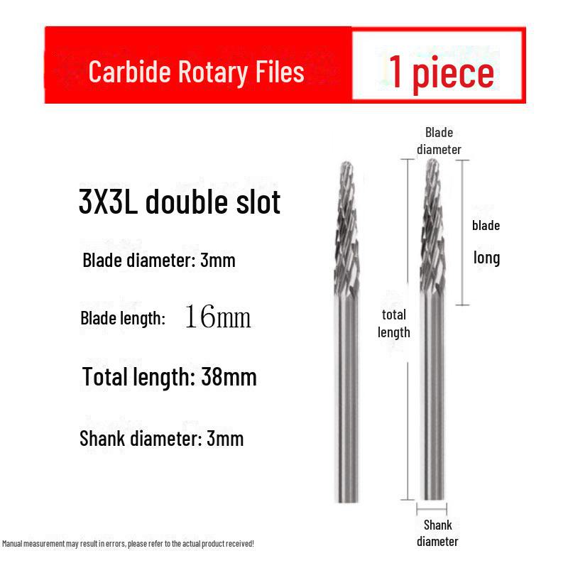 3mmX6 Tungsten Steel Carbide Rotary File for Electric Grinding - Small Metal Grinding Head