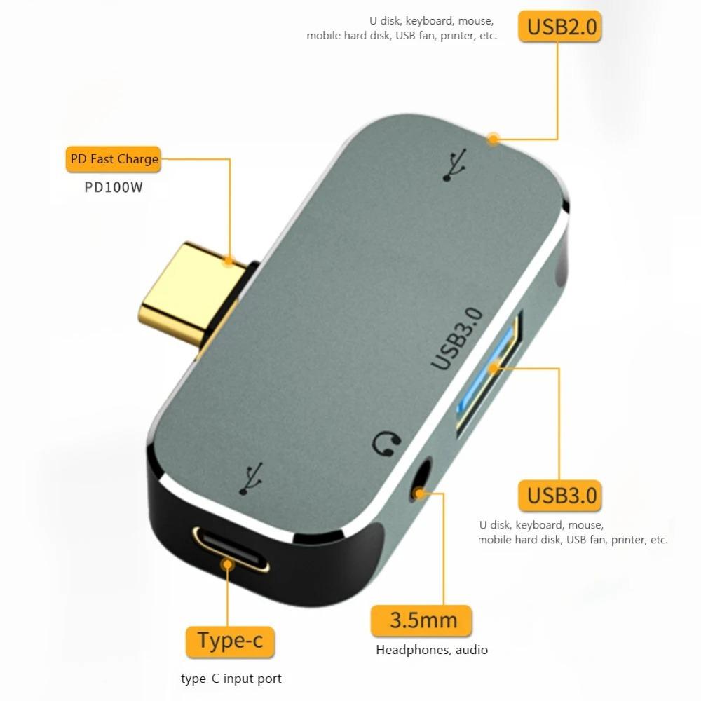 5 in 1 Hot Swappable Type-C Hub AUX Port USB 3.1 Port USB-C Docking Station USB 2.0 Port PD 100W PD Hub Laptop