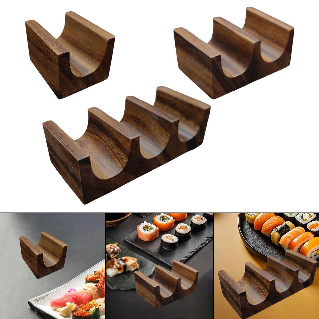 Wooden Tacos Holder Divider Food Display Serving Rack Stand Multipurpose Taco Rack for Parties Buffet Kitchen Table BBQ